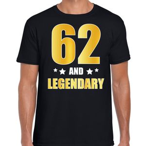 62 and legendary verjaardag cadeau t-shirt goud 62 jaar zwart voor heren