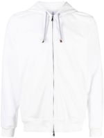 Brunello Cucinelli hoodie zippé à lien de resserrage - Blanc