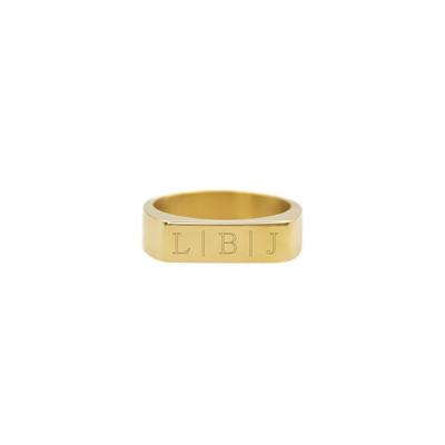 Gegraveerde initialen bar ring - Stainless steel - Goud - Ringmaat 19