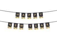 Letter Banner Happy New Year Zwart met Goud (170cm)