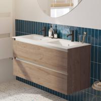 Saqu Gaia voorgemonteerd badmeubel met aluminium greeplijst incl. keramische wastafel 121x46cm toffee