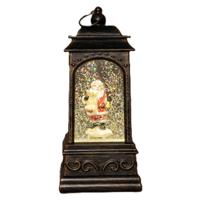 Sneeuwbol/snowglobe glitter lantaarn - kerstman - 9 x 9 x 20 cm- met LED verlichting - warm wit
