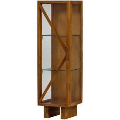 WOOOD Vitrinekast 'Kella' Mangohout en glas, 137 x 40cm, kleur Naturel