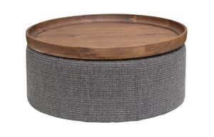 Tower Living Ronde Salontafel 'Ossana' Mangohout en stof, 80cm, kleur Grijs