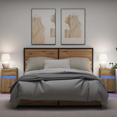 LED Bedside Kast 2 pcs artisanaal eikenkleurig 38 x 34 x 61 cm