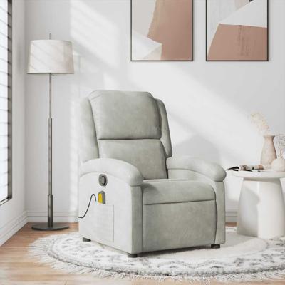 Massagestoel verstelbaar fluweel lichtgrijs