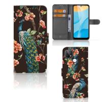 OPPO A15 | Telefoonhoesje | Met pasjeshouder | Pauw met Bloemen