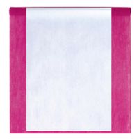 Feest tafelkleed met tafelloper - op rol - fuchsia roze/wit - 10 meter