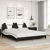 Bedframe met hoofdbord kunstleer zwart en wit 180x200 cm