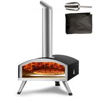 VEVOR Outdoor Draagbare Pizza Oven 304.8mm, Gas Houtpellets Houtskool Pizza Oven, RVS Pizza Oven, Max 540℃ Houtpellet Schep & Pizza Steen & Draagtas - Premium Houtgestookte Pizza Oven voor Tuin