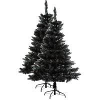 Feeric lights & christmas kunstkerstboom - 2x stuks - zwart - kunststof - h180 cm - met voet