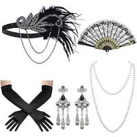 Vintage Jaren 1920 Gatsby Jaren '20 flapper hoofdband Accessoireset Ketting Oorbel Charleston Dames Veer Modieus Maskerade Festival 1 Ventilator Lightinthebox