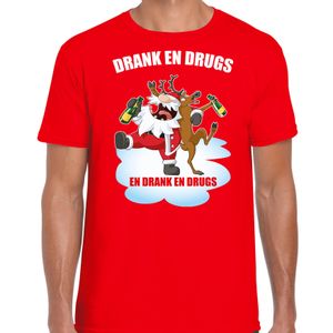 Fout Kerstshirt / outfit Drank en drugs rood voor heren