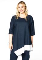 Yoek Asymmetrische blouse linnen | Blauw | Maat 54/56