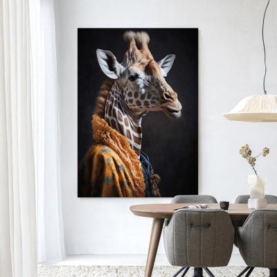 Urban Cotton Wandkleed 'Giraffe' 110 x 145cm in Frame - black