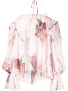 Blumarine blouse volantée à encolure bateau - Rose