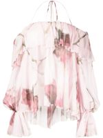 Blumarine blouse volantée à encolure bateau - Rose - thumbnail