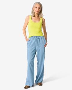 HEMA Damesbroek Lila Wide Leg Tencel Middenblauw (middenblauw)