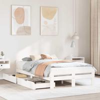 Bedframe zonder matras massief grenenhout wit 135x190 cm