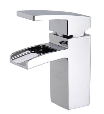 Wiesbaden Rombo waterval wastafelkraan met clickwaste chroom
