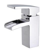 Wiesbaden Rombo waterval wastafelkraan met clickwaste chroom