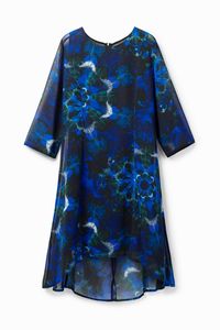 Lange jurk met mandala's en tie-dye - BLUE - 46