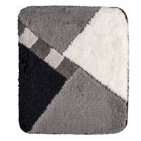 Wicotex-Bidetmat zwart wit grijs schuin geblokt-Antislip onderkant - thumbnail