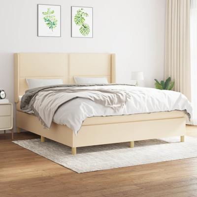 Boxspring met matras stof crèmekleurig 180x200 cm