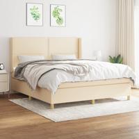 Boxspring met matras stof crèmekleurig 180x200 cm