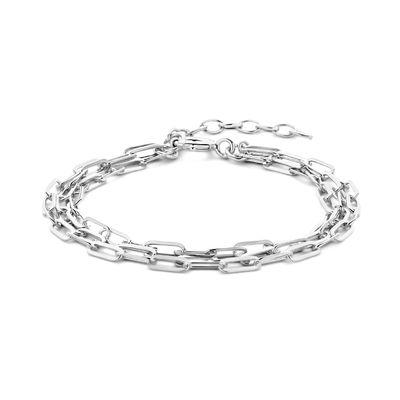 Armband Paperclipschakel platte buis zilver 2,8 mm 16-19 cm