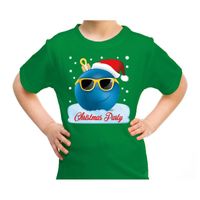 Fout kerst shirt coole kerstbal Christmas party groen voor kids - thumbnail