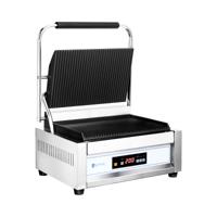 Contactgrill - 2,200 W - Royal Catering - grote plaat - gegolfd