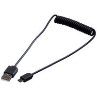 ROLINE USB 2.0 Spiraalkabel, A male - Micro B male, 1 m