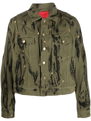 KUSIKOHC veste en jean à détails de clous - Vert