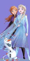 Frozen strandlaken Anna, Elsa en Olaf 70 x 140 cm Paars - thumbnail