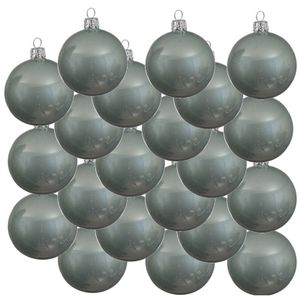 18x Glazen kerstballen glans mintgroen 8 cm kerstboom versiering/decoratie   -