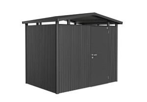 Biohort Metalen tuinhuis Panorama Gr. P3 met standaard deur 237x238 cm donkergrijs metallic- Zadeldak- Staal- Biohort