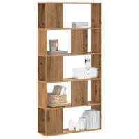 Boekenkast 5-laags 80,5x23,5x162,5 cm hout artisanaal eiken - thumbnail