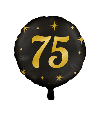 Classy Folieballon 75 Jaar Zwart/Goud (46cm)