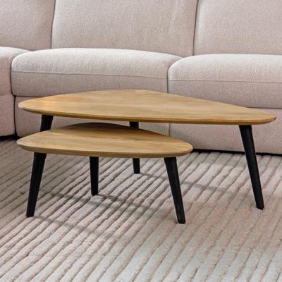 LABEL51 Organische Salontafel 'Rock' Mangohout, Set van 2 stuks, kleur Naturel