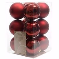 Cosy Christmas kerstboom decoratie kerstballen donkerrood 12 stuks   - - thumbnail