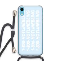 Hotline bling blue: iPhone XR Transparant Hoesje met koord