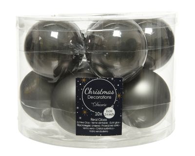 Kerstbal glas d6cm w.grs ass 10st - Decoris