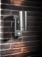 Up & down wandlamp zilver &apos;Tin Maxi sensor&apos; Nordlux ingebouwde PIR bewegingssensor sensor 2X GU10 glas IP54