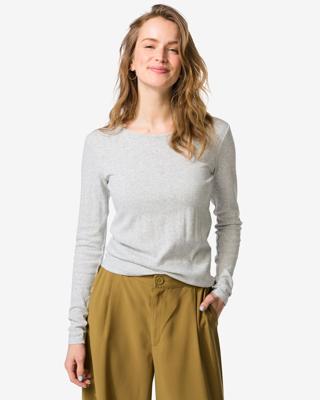 HEMA Dames T-shirt Colette ajour lichtgrijs (lichtgrijs)