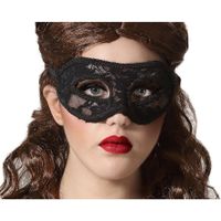 Verkleed oogmasker - zwart - kant patroon - volwassenen - Halloween/gemaskerd bal