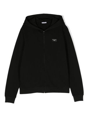 Dolce & Gabbana Kids hoodie en coton à fermeture zippée - Noir