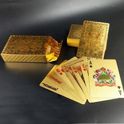 Creatieve Frosted mozaïek Gold Double Dragon Kung Hei Fat Choy Back textuur Plastic uit Vegas aan Macau speelkaarten Texas Poker nieuwigheid collecti