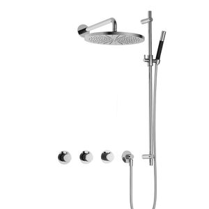 Hotbath Cobber complete thermostatische douche inbouwset cobber 70 met 2 stopkranen met 30 cm hoofddouche en glijstang, chroom