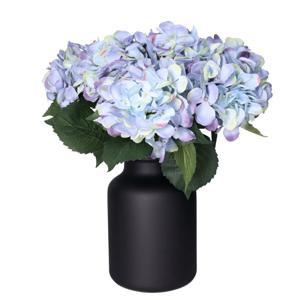 Kunstbloemen boeket Hortensia tak - 8x - blauw - 48 cm - Kunst zijdebloemen - hydrangea